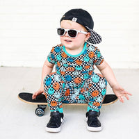 Children's Blue Check Smile Bamboo 2 Piece Set