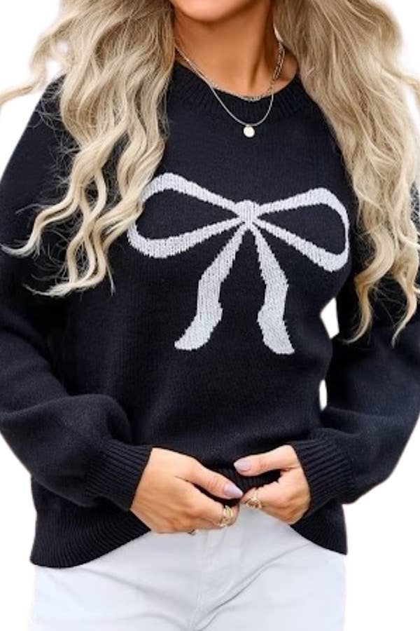 Nash Grey - Ella Black Bow Sweater