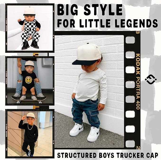 Funky Junque - Kids/Baby Two Tone Vintage Cap - Black/Beige: Kids (2-9 Years)