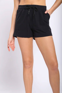 Mono B Athleisure Shorts with Drawstring - BLACK