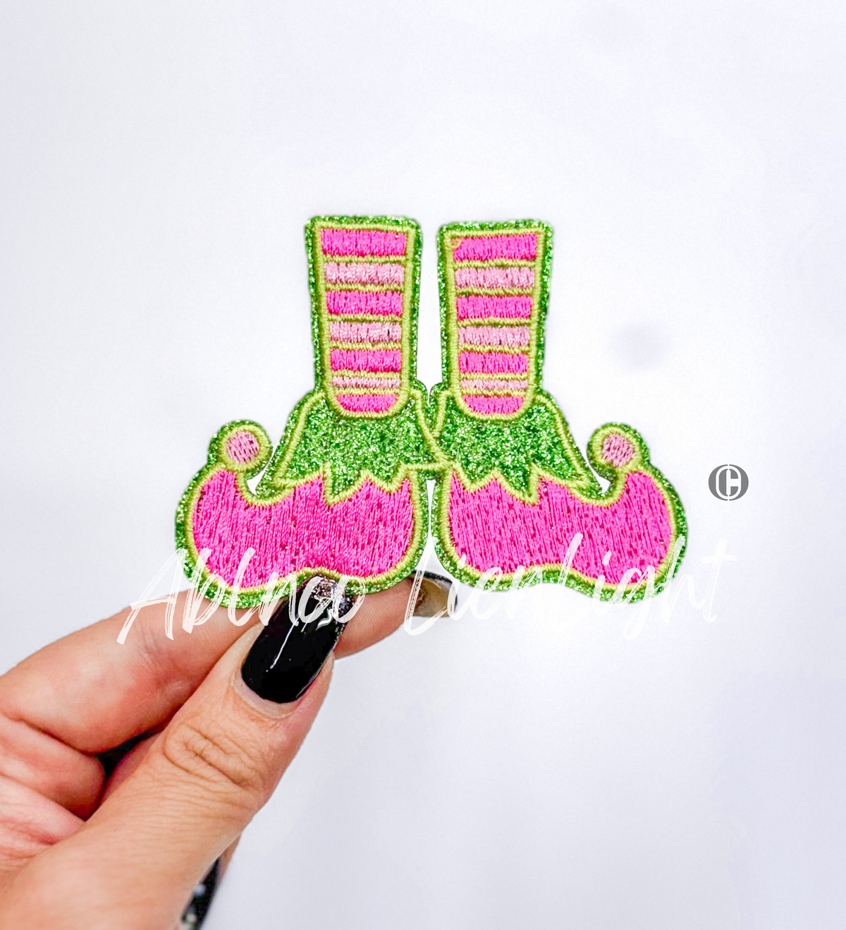 ABLN Boutique - Preppy Elf Feet©️Christmas Glitter Embroidery Patch