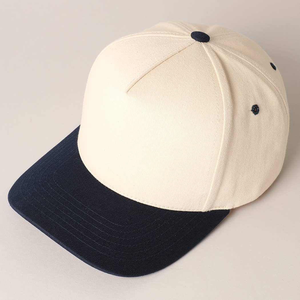 Fashion City - Plain Two-Tone Canvas Cotton Trucker Hat: BLK / ONE SIZE