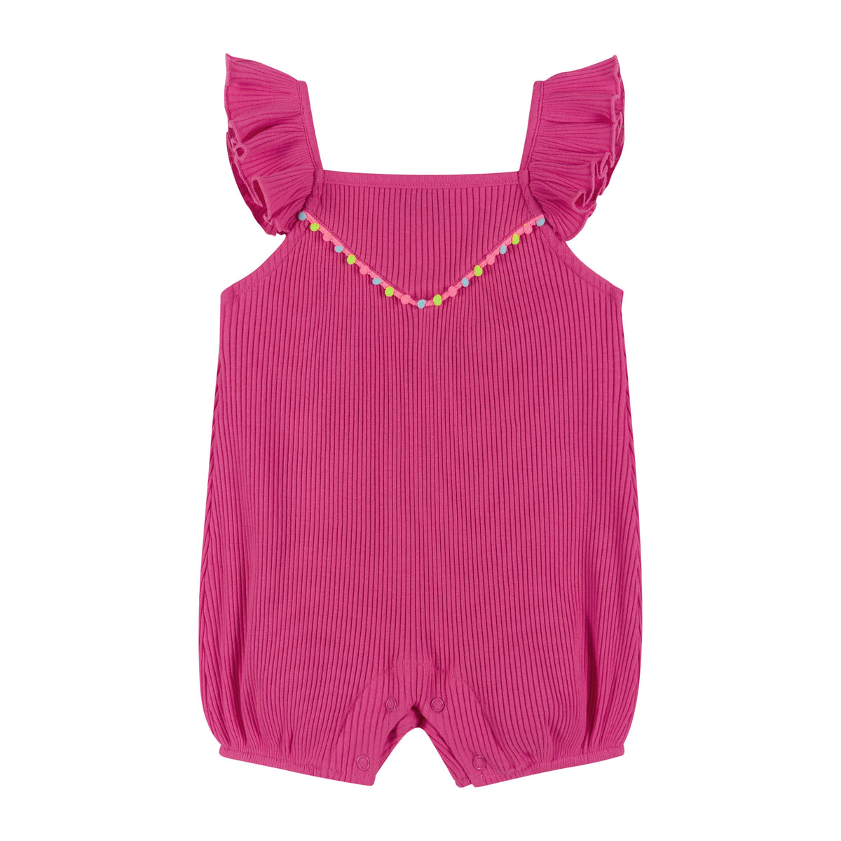 Andy & Evan Girls Baby Fuchsia Rib Knit Romper