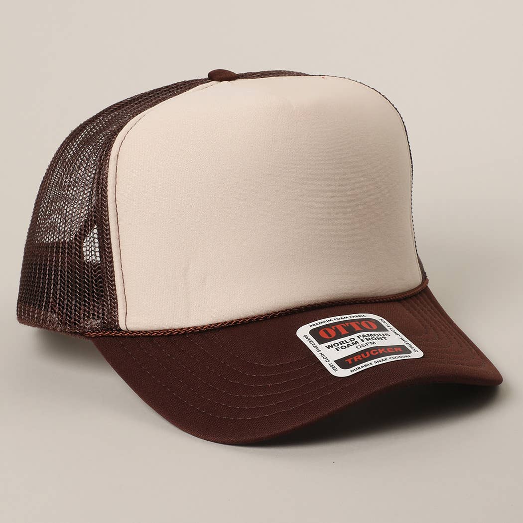 Classic Foam Front Trucker Hat: Brown-Tan