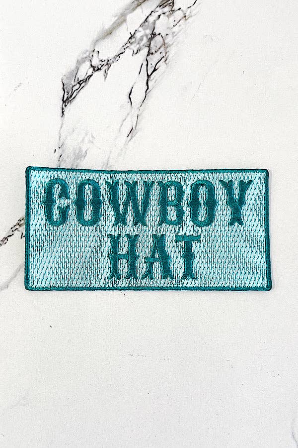 Nash Grey - Teal Cowboy Hat Embroidered Patch