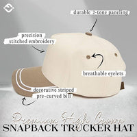 Funky Junque - Embroidered Brim Two Tone Trucker Hat - Khaki/Beige