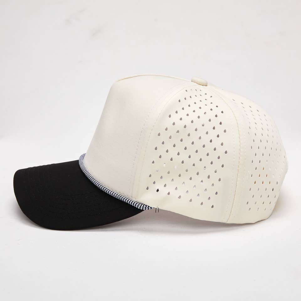 Funky Junque - Blank Laser Cut Golf Rope Cap - Black/Beige