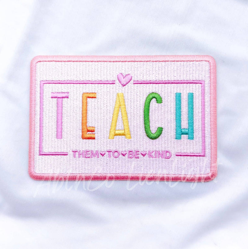 Teach Colorful Preppy Pink Patch