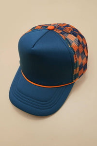 Classic Foam Front Trucker Hat - Fuschia/Pink-Checkered Mesh