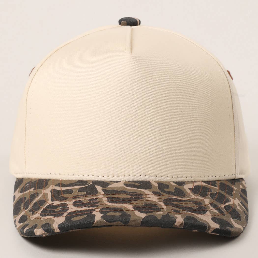 Fashion City - Two Tone Leopard Printed Canvas Trucker Hat: LEOPARD / One Size