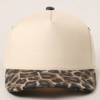Fashion City - Two Tone Leopard Printed Canvas Trucker Hat: LEOPARD / One Size