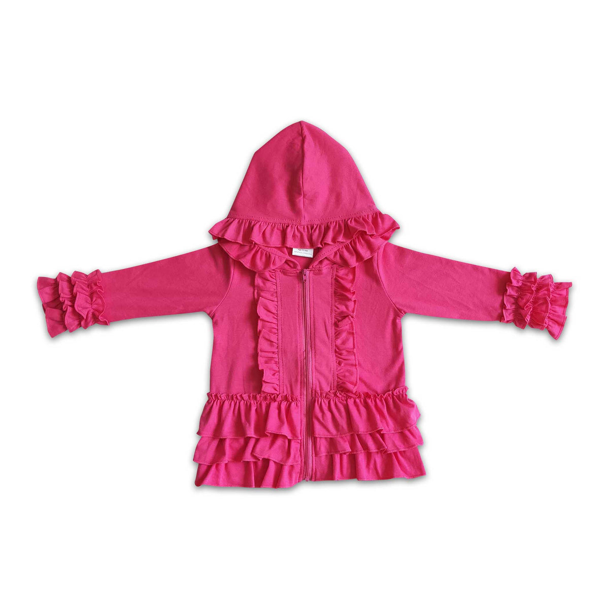 Yawoo Garments - Solid colorful zipper girls ruffle hoodie jackets: Maroon / 6-7T