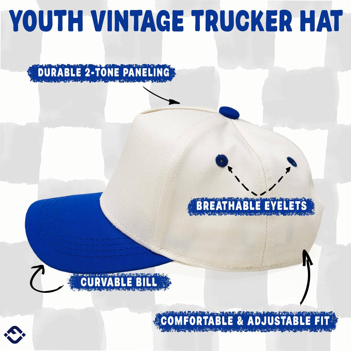 Funky Junque - Kids/Baby Two Tone Vintage Cap - Royal Blue/Beige: Kids (2-9 Years)