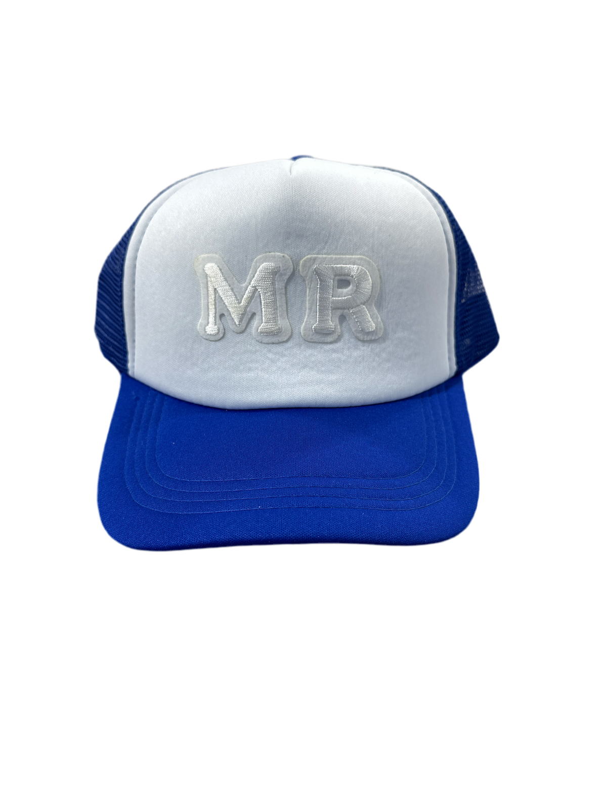 Blue and White Mr Trucker Hat