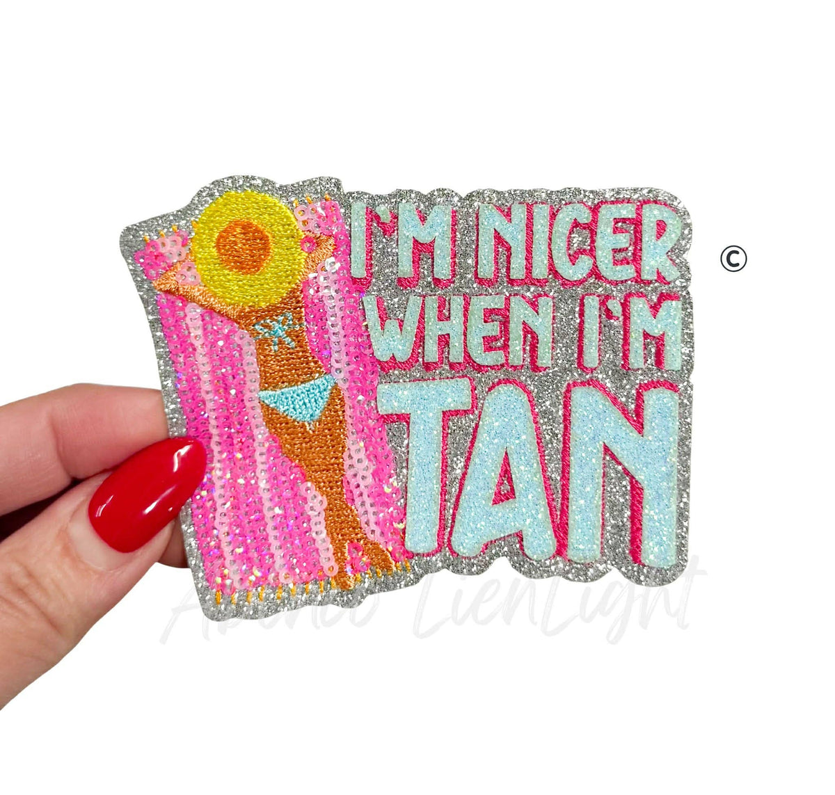 ABLNco - I'm Nicer When I'm Tan Summer Sequin Patch-Small