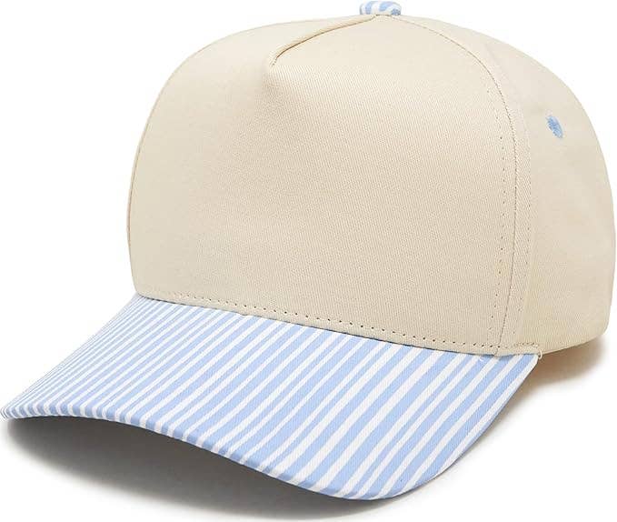 Funky Junque - Women's 2-Tone Blank Cap - Stripes - Light Blue/Beige