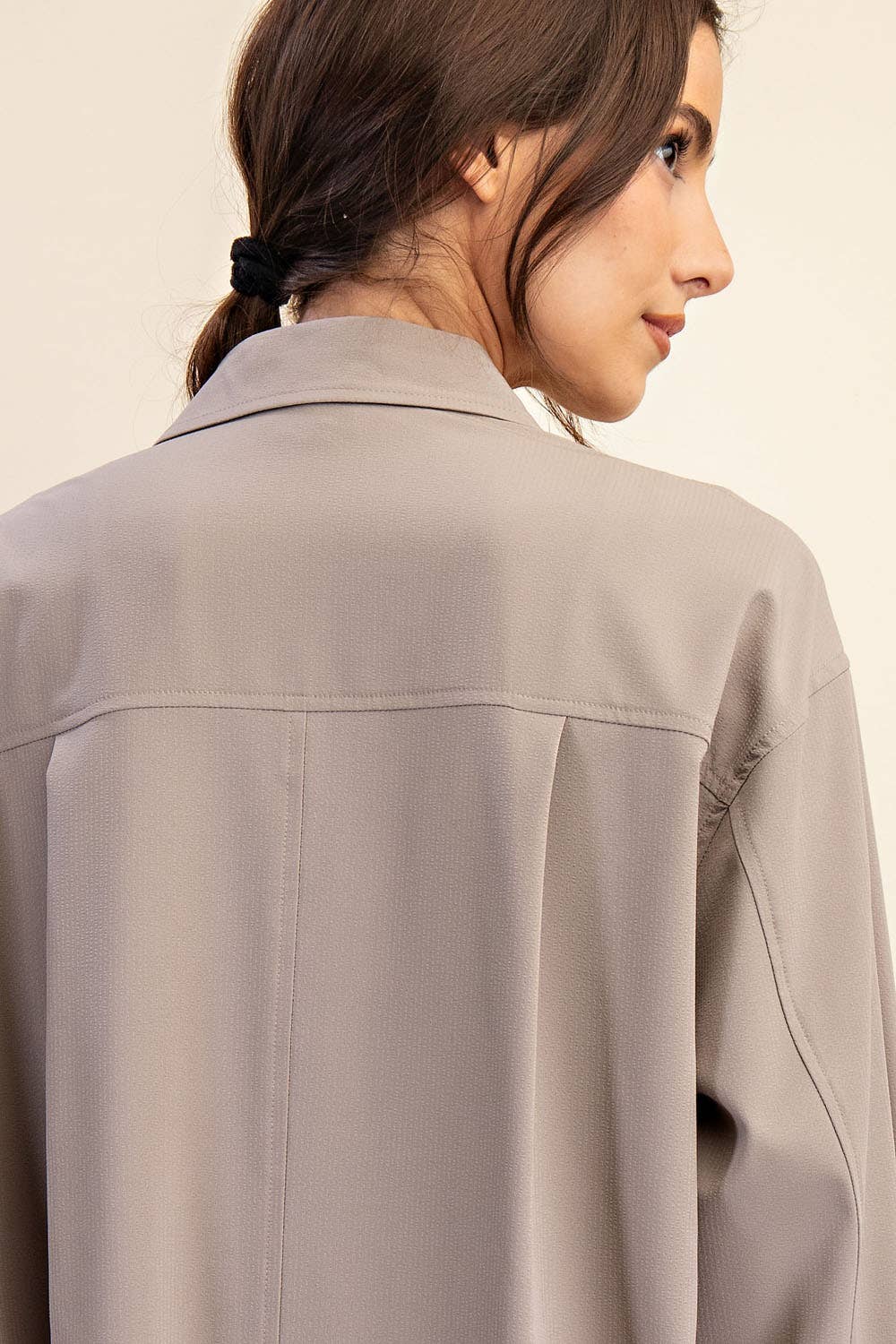 Rae Mode White Crinkle Woven Oversized Shirt