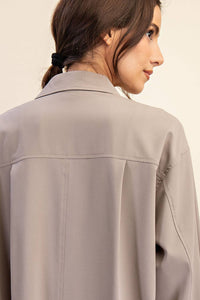 Rae Mode White Crinkle Woven Oversized Shirt