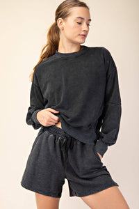 Rae Mode Mineral Washed French Terry Short Set: Mocha
