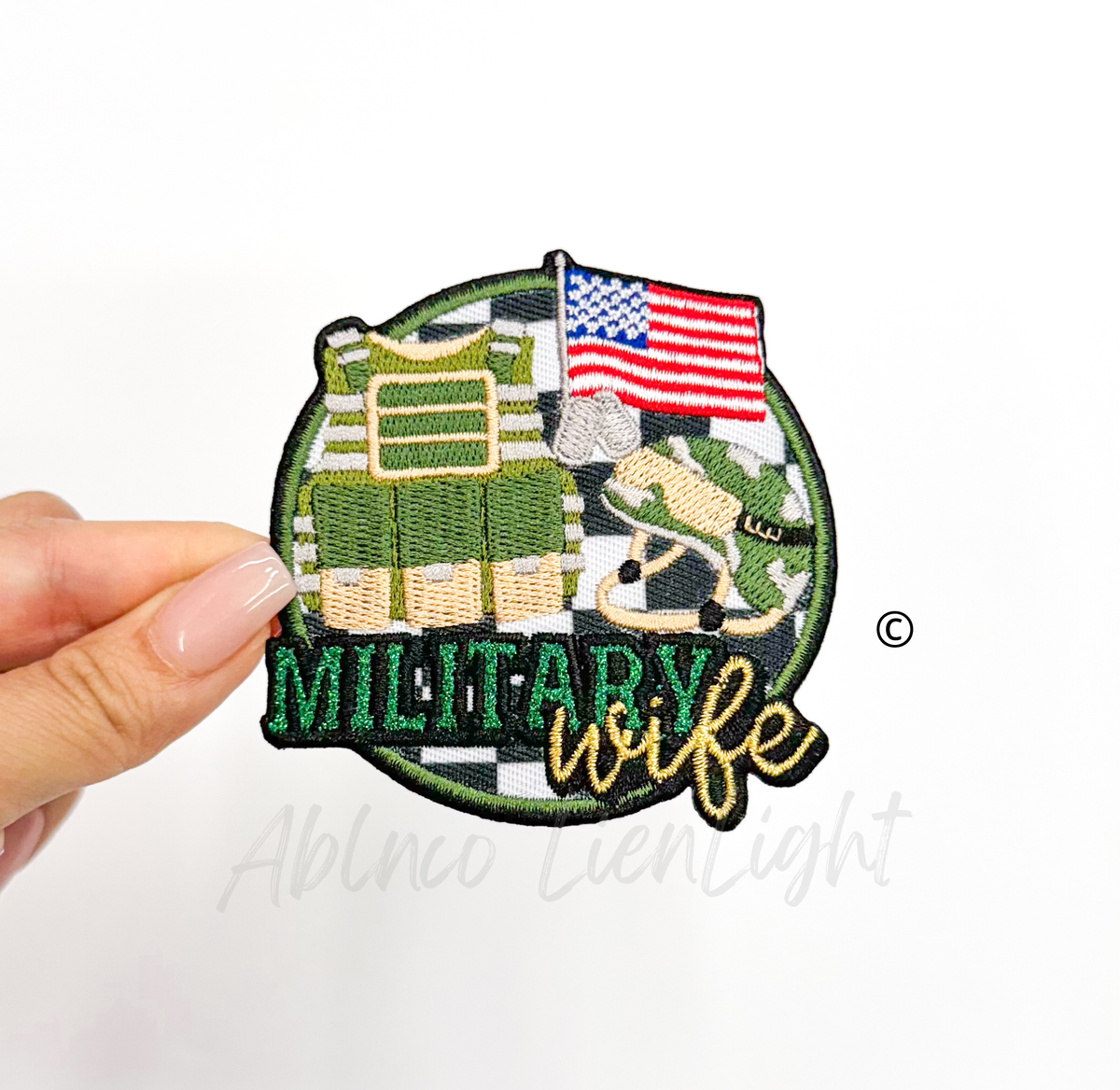 ABLNco - Military Wife Glitter Embroidery Patch Iron On