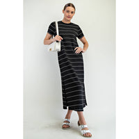 Rae Mode Modal Scuba Stripe Maxi Dress: Cream/Black