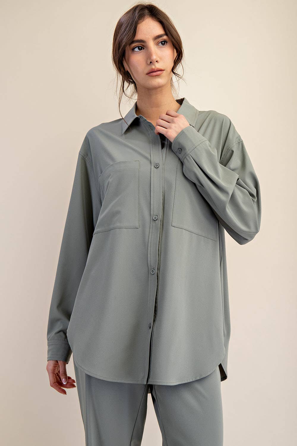 Rae Mode White Crinkle Woven Oversized Shirt