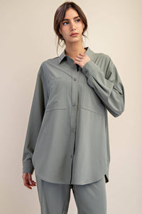 Rae Mode White Crinkle Woven Oversized Shirt