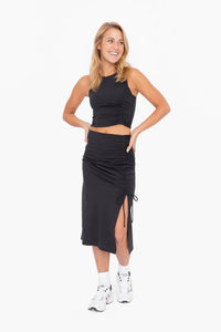 Mono B Venice Side Cinch Midi Skort - Black