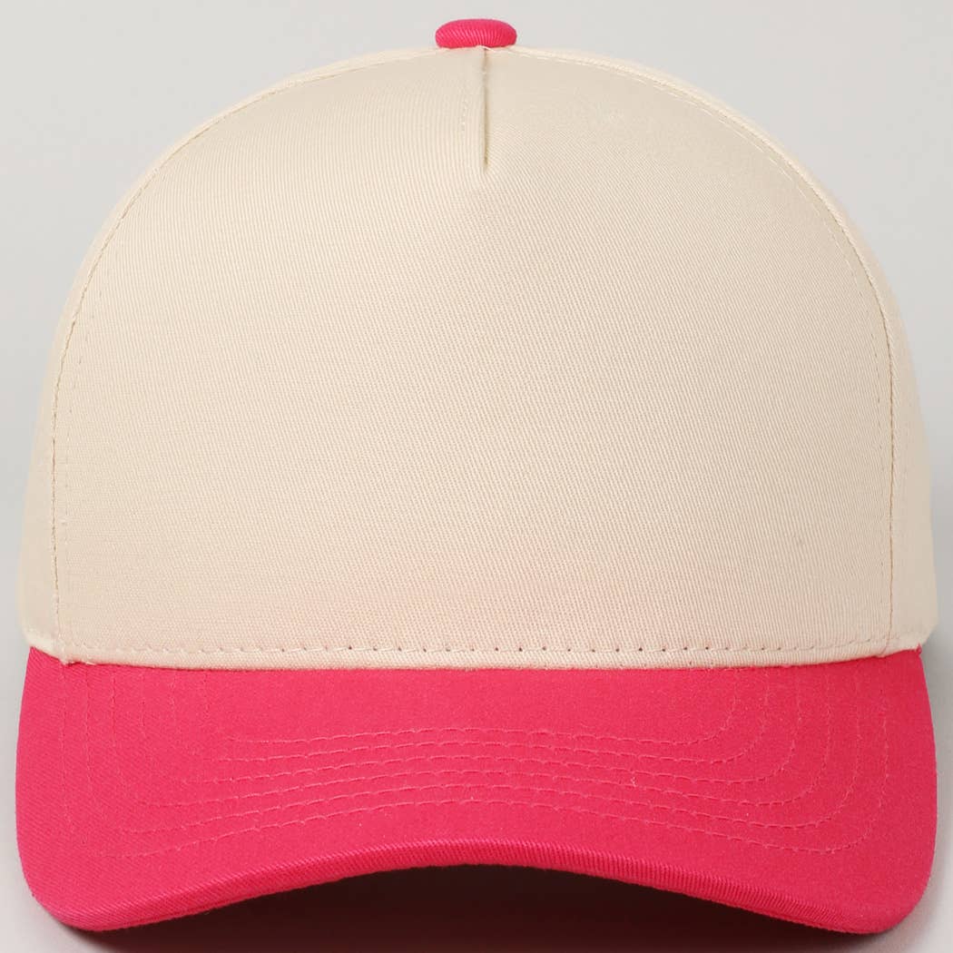 Fashion City - Plain Two-Tone Canvas Cotton Trucker Hat: BLK / ONE SIZE