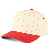 Funky Junque - Men/Women's 2-Tone Blank Cap - Pinstripe - Red/Beige
