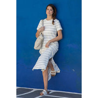 Rae Mode Modal Scuba Stripe Maxi Dress: Cream/Black