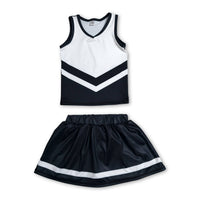 Yawoo Garments - Sleeveless white maroon top skirt girls team cheer active set: Red white / 6-7T