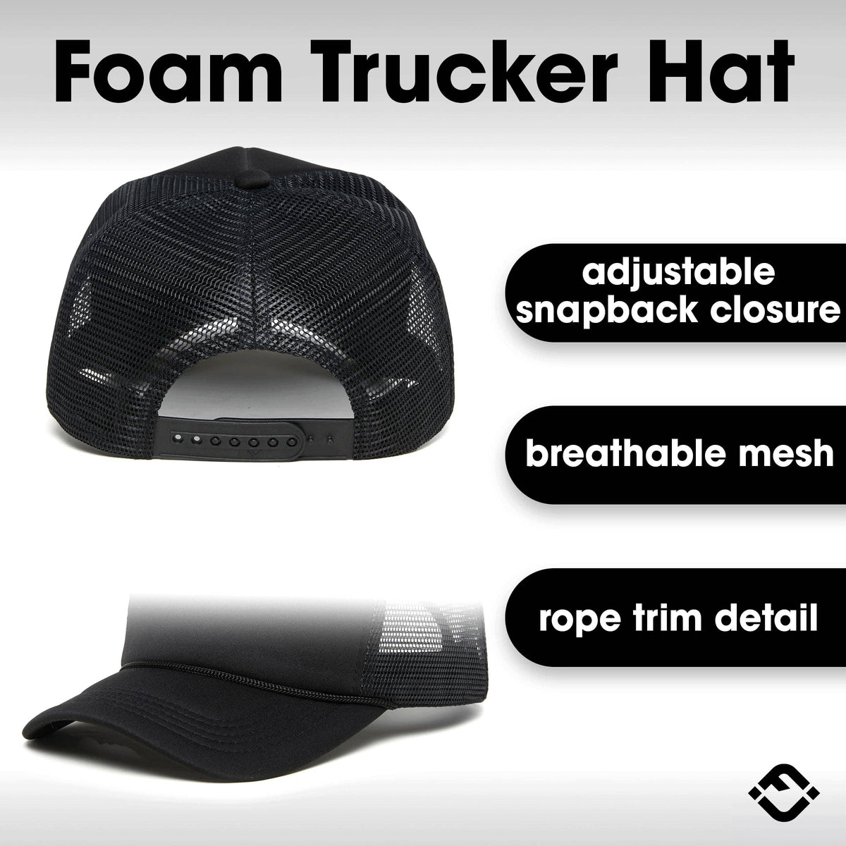 Funky Junque - Foam Trucker Hat (Black/Black)