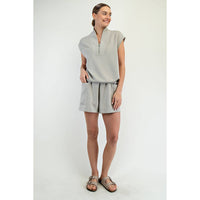 Rae Mode Modal Scuba Luxe V-Neck Sleeveless Top and Shorts Set: Paradise Blue