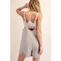 Rae Mode Cotton Twill Roll-Up Overall Short Romper: Dusty Sage