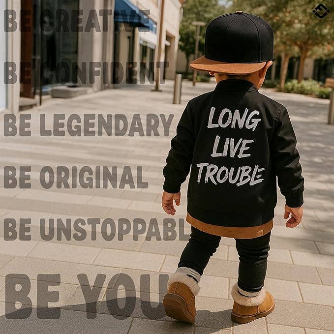 Funky Junque - Flat Brim Trucker Hat - Black/Faux Leather Brim: Kids (2-9 Years)