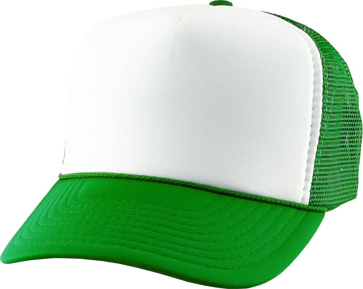 Classic Foam Front Trucker Hat: Green-White