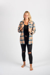 American Farm Company - AFC Western Fall 2024 Mustard Plaid Flannel Shacket