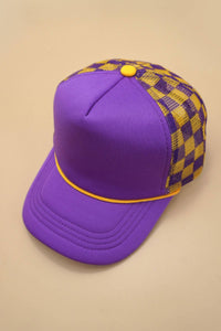 Classic Foam Front Trucker Hat - Fuschia/Pink-Checkered Mesh