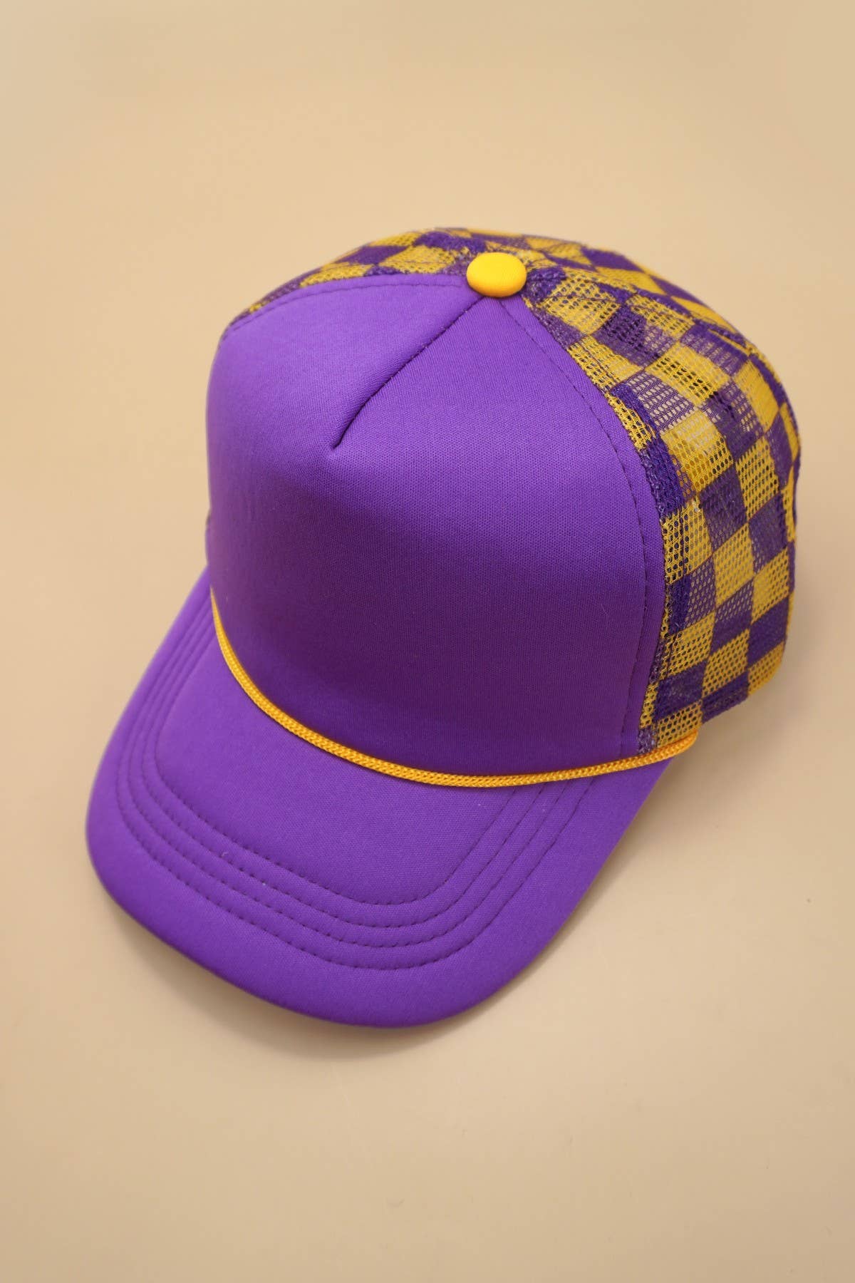 Classic Foam Front Trucker Hat - Pink/Mint - Checkered Mesh Back