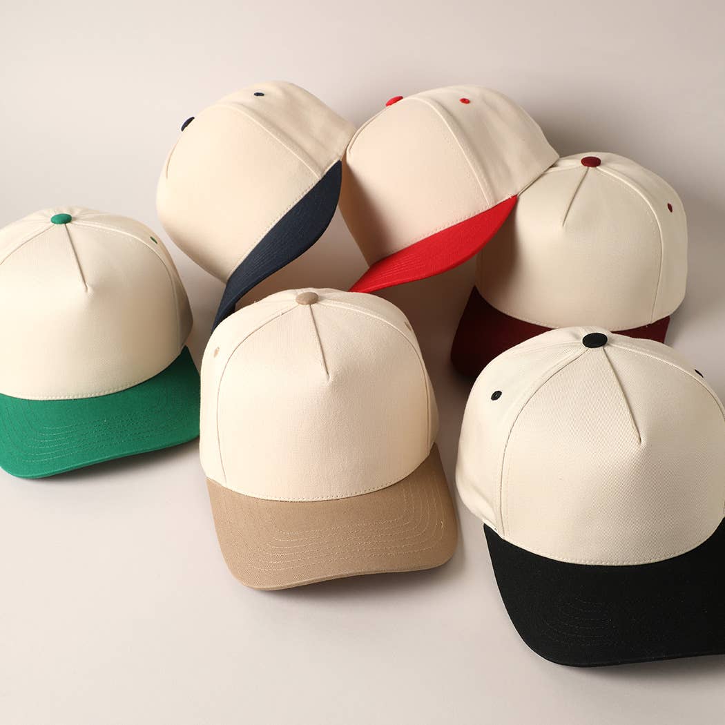 Fashion City - Plain Two-Tone Canvas Cotton Trucker Hat: BLK / ONE SIZE