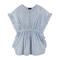 Andy & Evan Girls Tween Blue & White Striped Caftan Cover-Up: Blue Striped