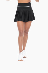 Mono B Retro Stripe Pleated Tennis Skort - Black w/ White Stripe