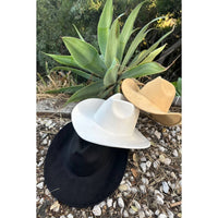 Queens INC - Fashion Vegan suede cowboy hat: IVORY / ONE SIZE