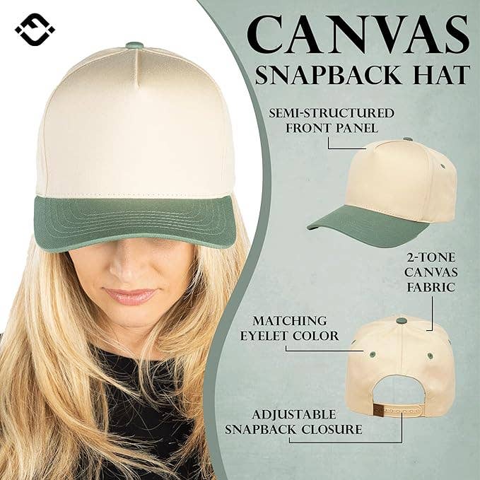 Funky Junque - Two Tone Vintage Snapback Hat - Sage/Beige