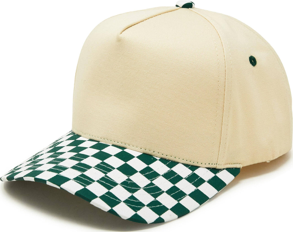 Funky Junque - Two Tone Vintage Snapback Hat - Green Checker/Beige