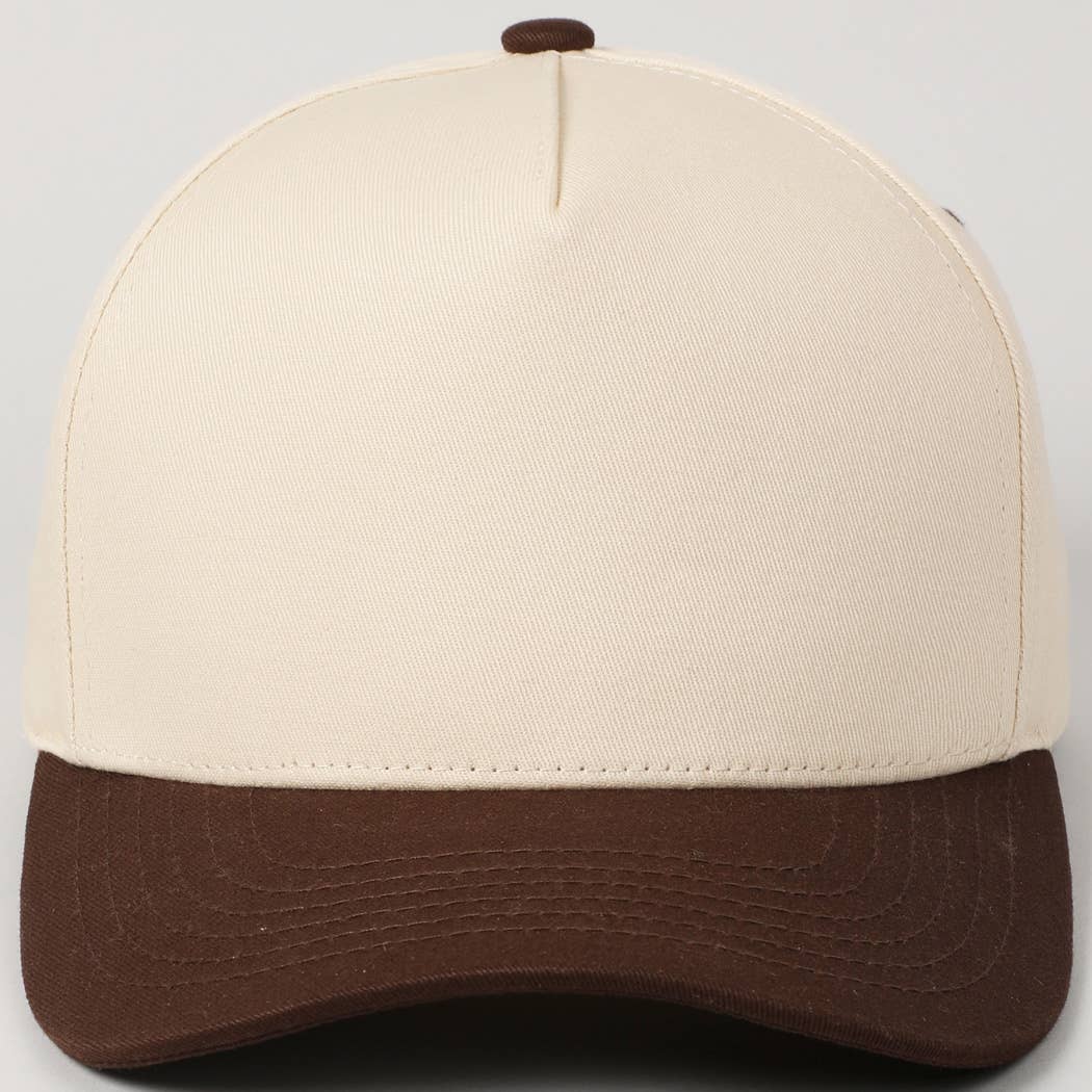 Fashion City - Plain Two-Tone Canvas Cotton Trucker Hat: BLK / ONE SIZE