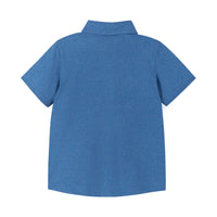 Andy & Evan Boys Tween Blue Knit Button-Up Shirt