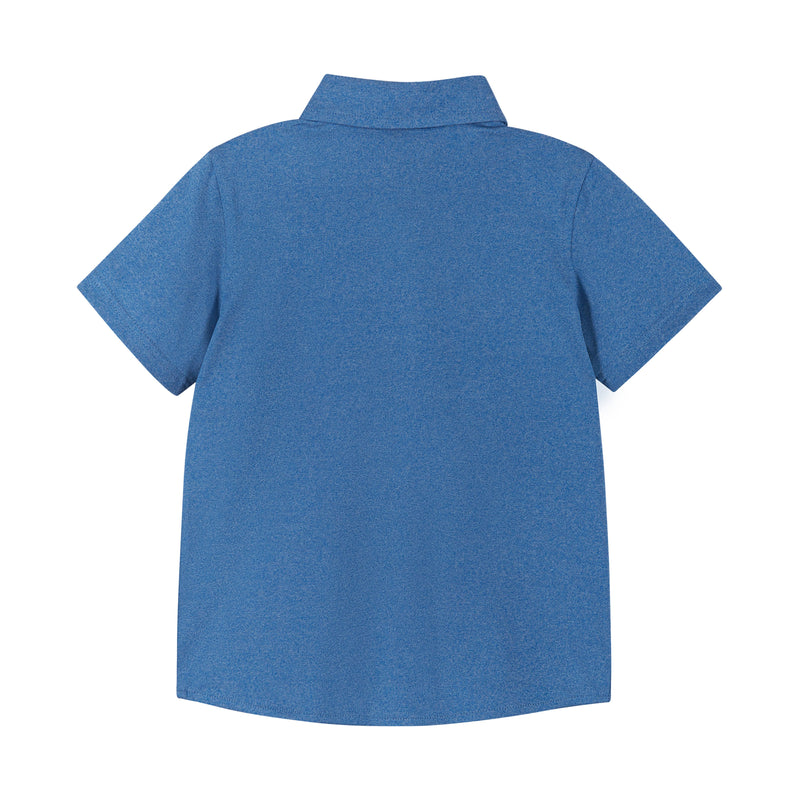 Andy & Evan Boys Tween Blue Knit Button-Up Shirt