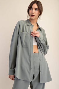 Rae Mode White Crinkle Woven Oversized Shirt